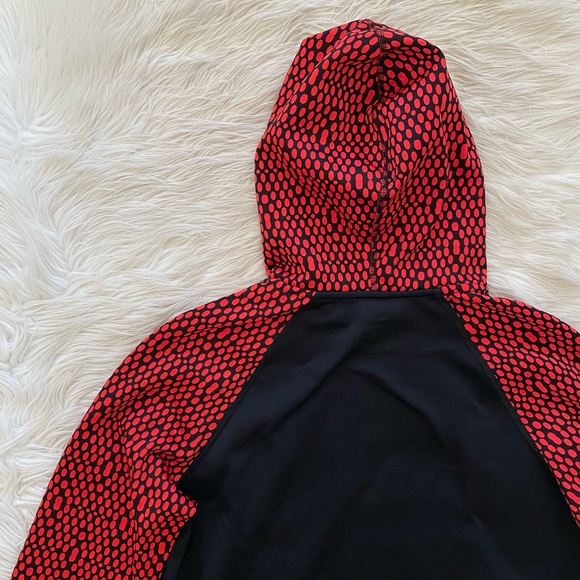 Nike Therma Fit Womens Just Do It Black Red Polka Dot Pullover Hoodie Sweatshirt - Picture 8 of 9